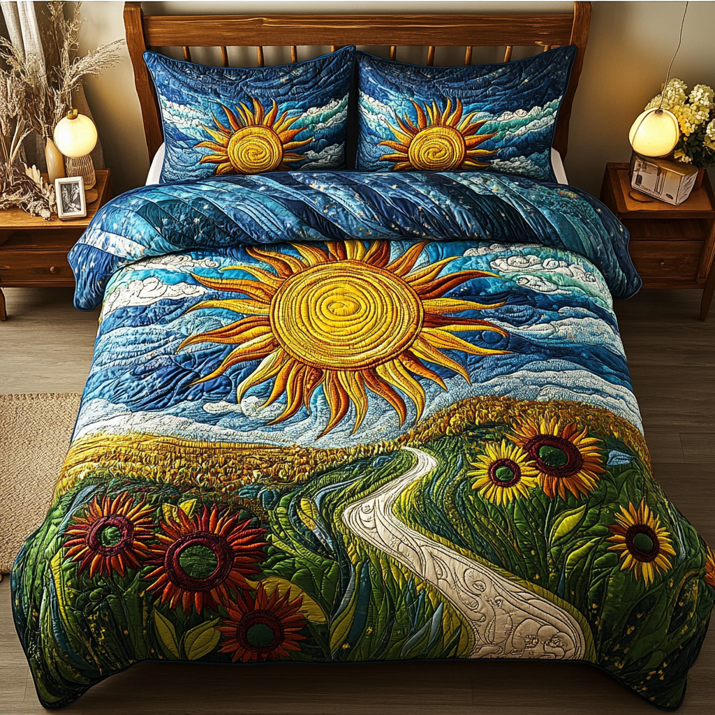 Sunny Meadow Quilted Bedding Set Comfy Bedding Set That Adds Style and Warmth