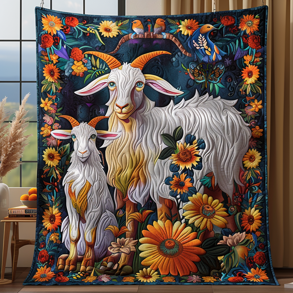 Sunny Meadow Quilted Blanket Gifts For Goat Lovers