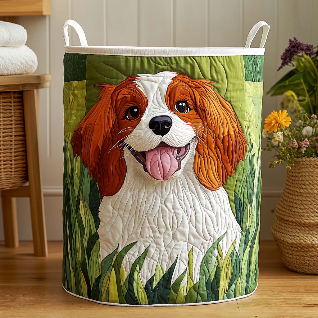 Sunny Meadow Smile Quilted Laundry Basket Luxury Quilted Storage Basket Gift for Home Decor Lovers