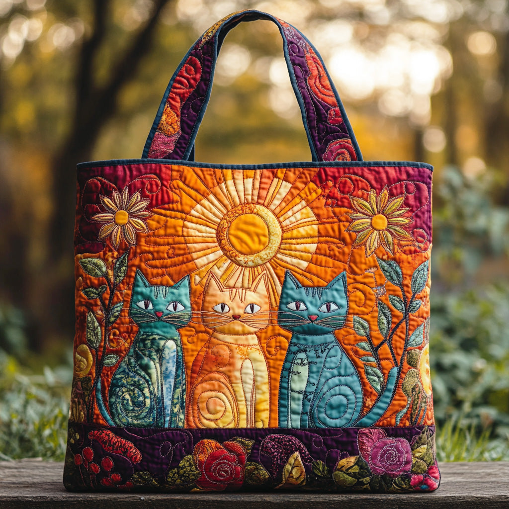 Sunny Meow Quilted Tote Bag Good Christmas Gifts For Girlfriend