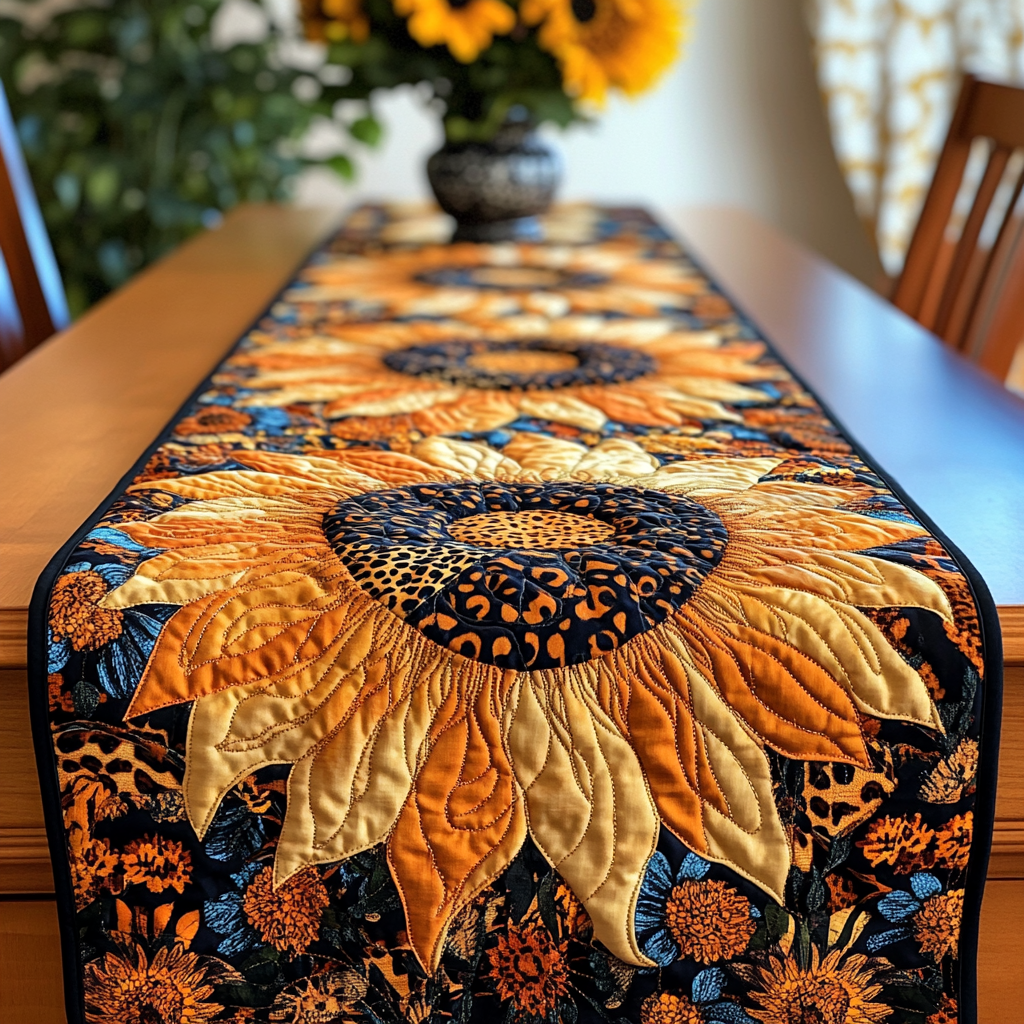 Sunny Paradise Quilted Table Runner Yellow Floral Table Runner Dining Room Table Decor Ideas