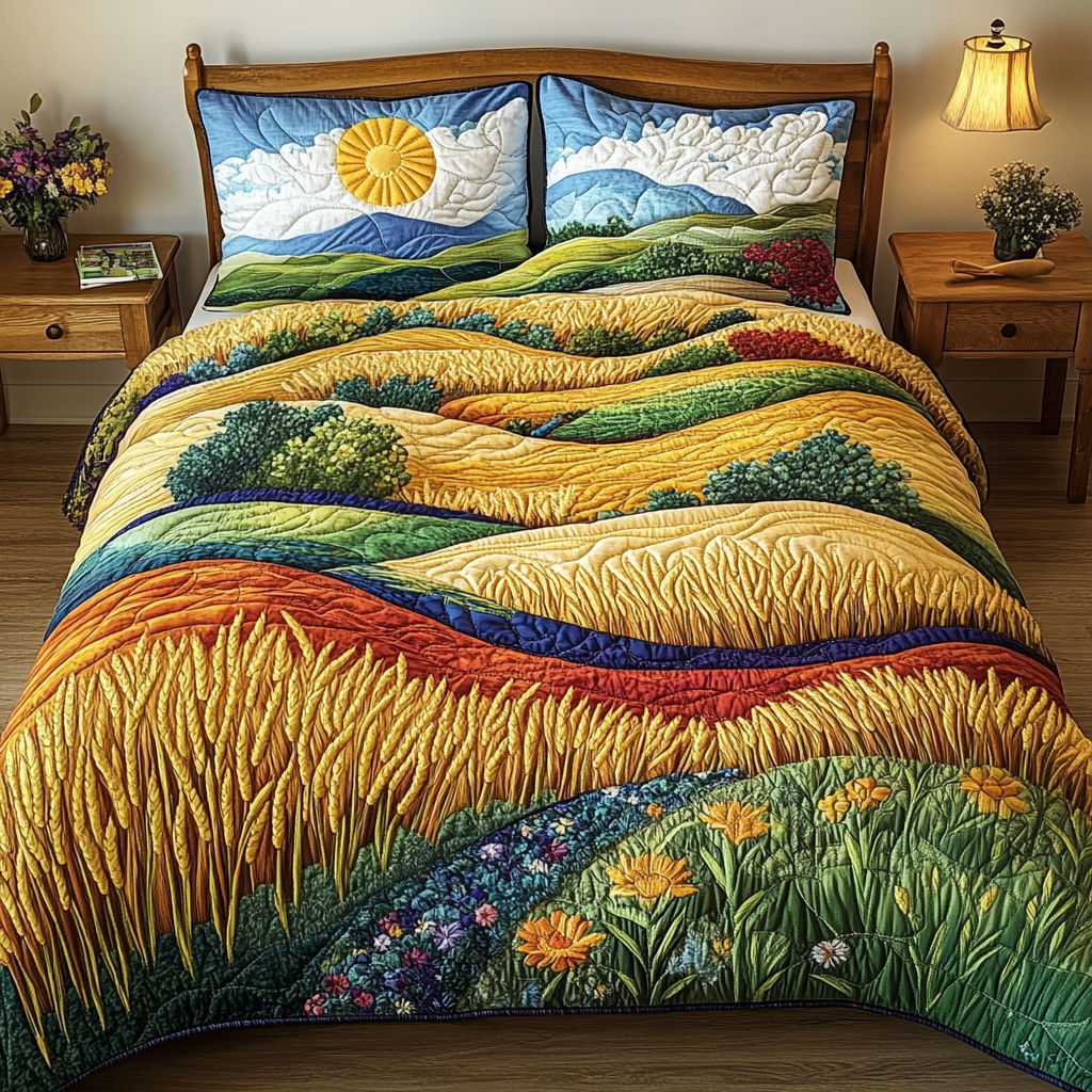 Sunny Path Quilted Bedding Set Cute Farmhouse Bedroom Ideas Good Family Gifts