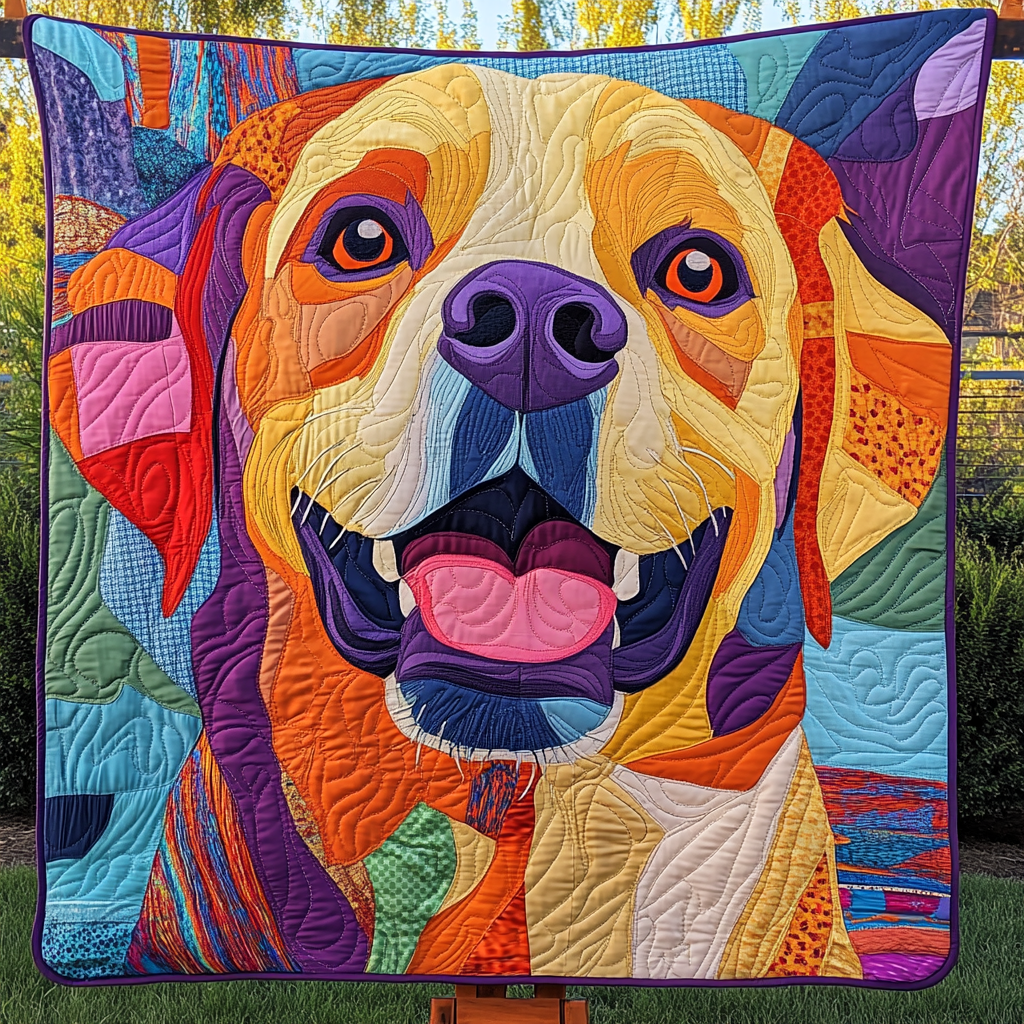 Sunny Paws Portrait Quilted Blanket Labrador Retriever Blanket Dog Gift Ideas For Dog Owners
