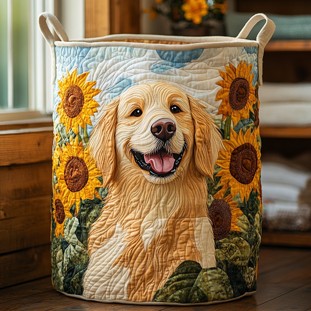 Sunny Paws Quilted Laundry Basket Lovely Quilted Laundry Basket Gift for Mom or Grandma