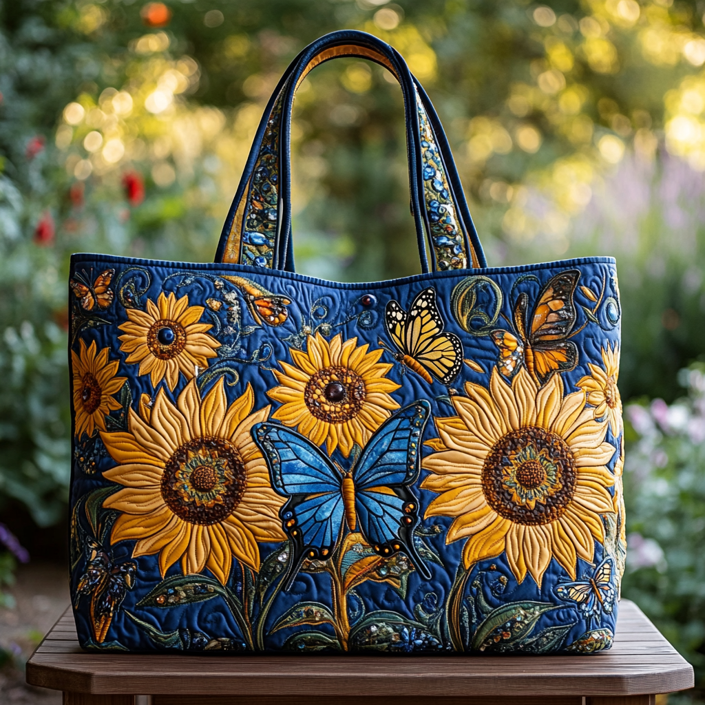 Sunny Petals Quilted Tote Bag Sunflower Christmas Gift Ideas