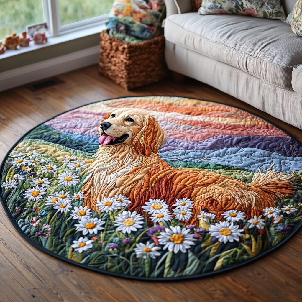 Sunny Quilted Round Mat Foyer Decor Ideas Funny Gift For Dog Owner