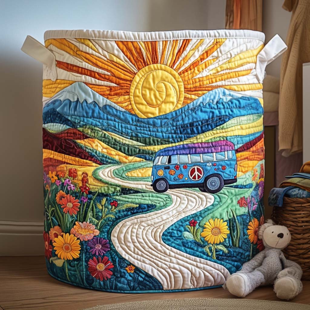Sunny Road Quilted Laundry Basket Summer Merch Vibes