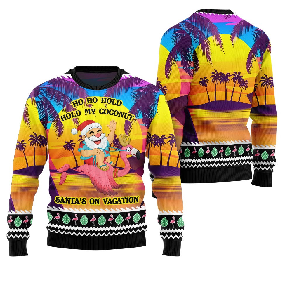 Sunny Santa Soaked Vacation Ugly Christmas Sweater Warm Winter Sweater to Brighten Your Holidays