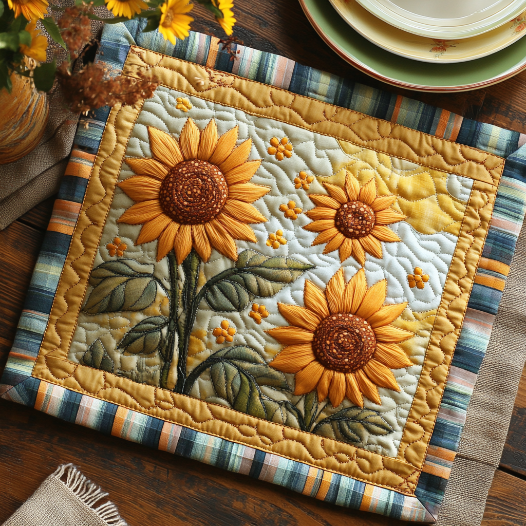 Sunny Serenity Quilted Place Mat Dining Room Table Decorated For Christmas Sunflower Items For Gifts