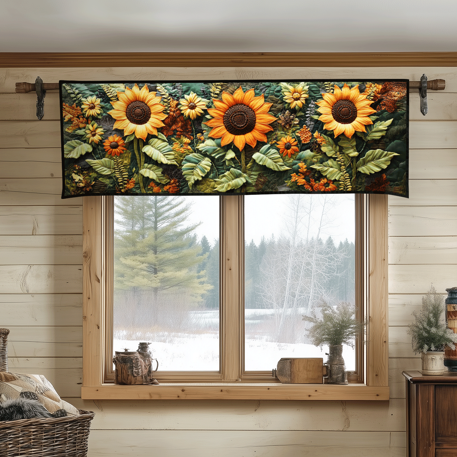 Sunny Serenity Quilted Valance House Decor Items Sunflower Gifts For Her