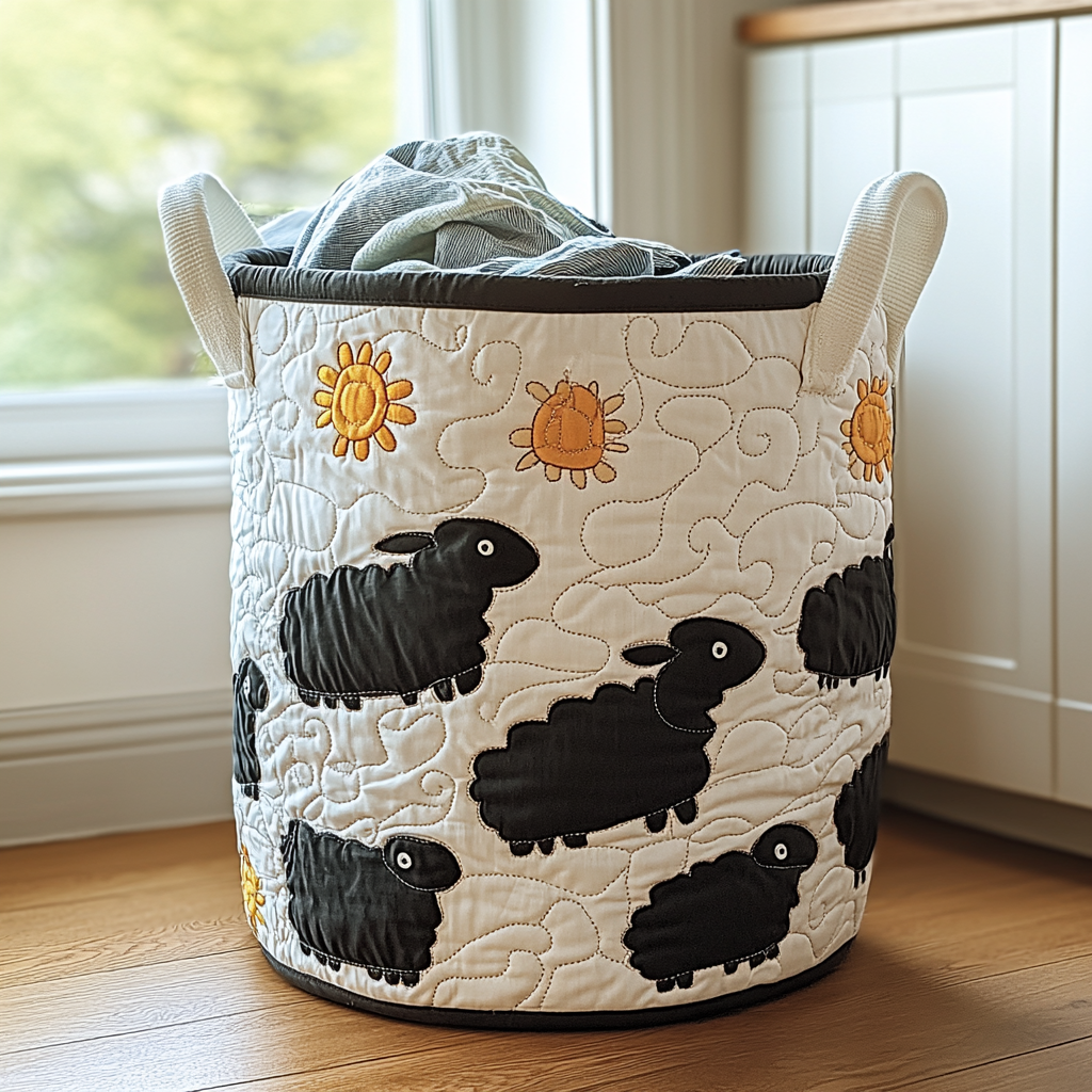 Sunny Sheep Quilted Laundry Basket Halloween Merch Gift