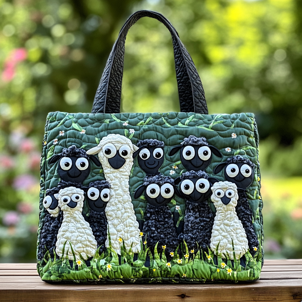 Sunny Sheep Quilted Tote Bag Gifts For A Sheep Farmer