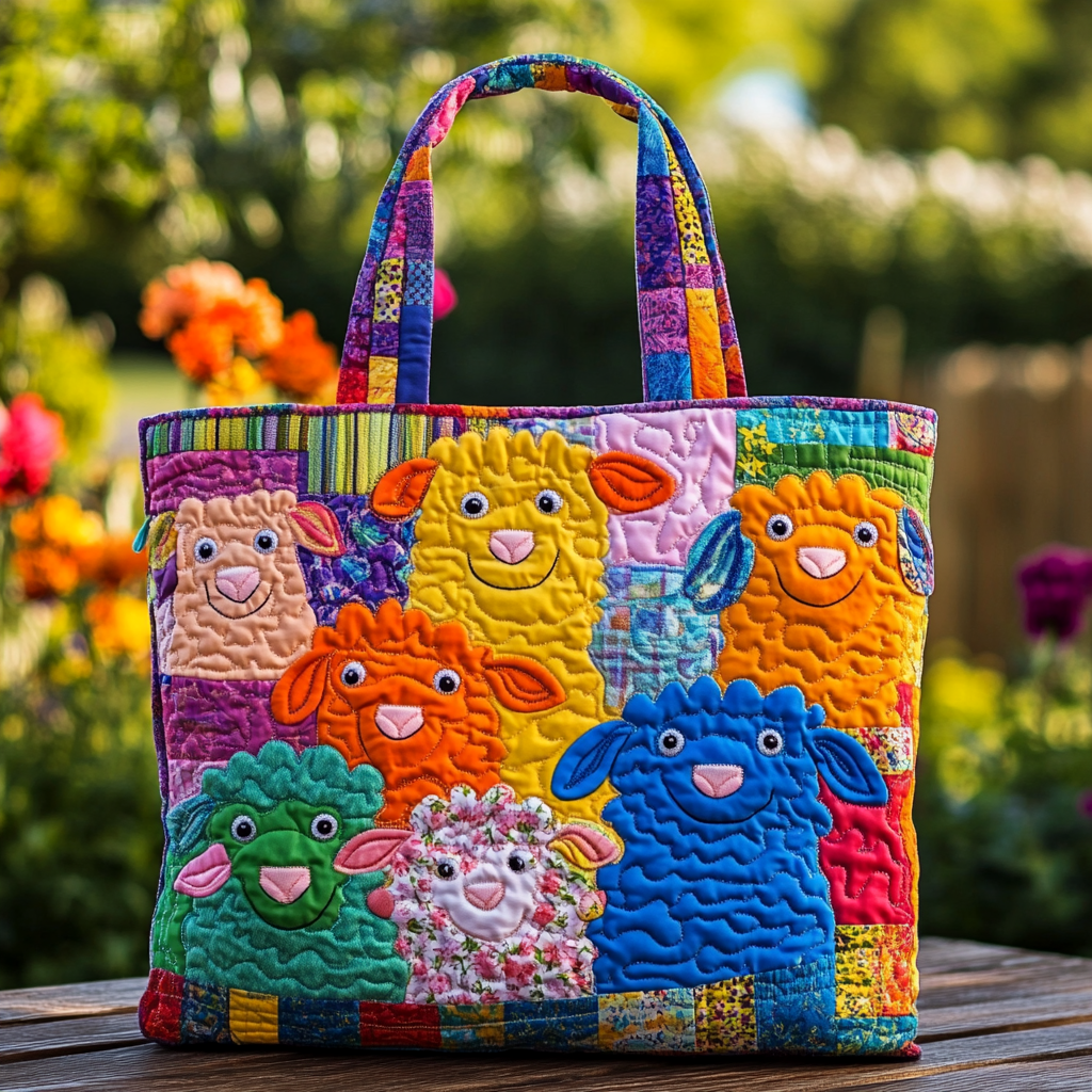 Sunny Sheep Quilted Tote Bag Presents For Sheep Lovers