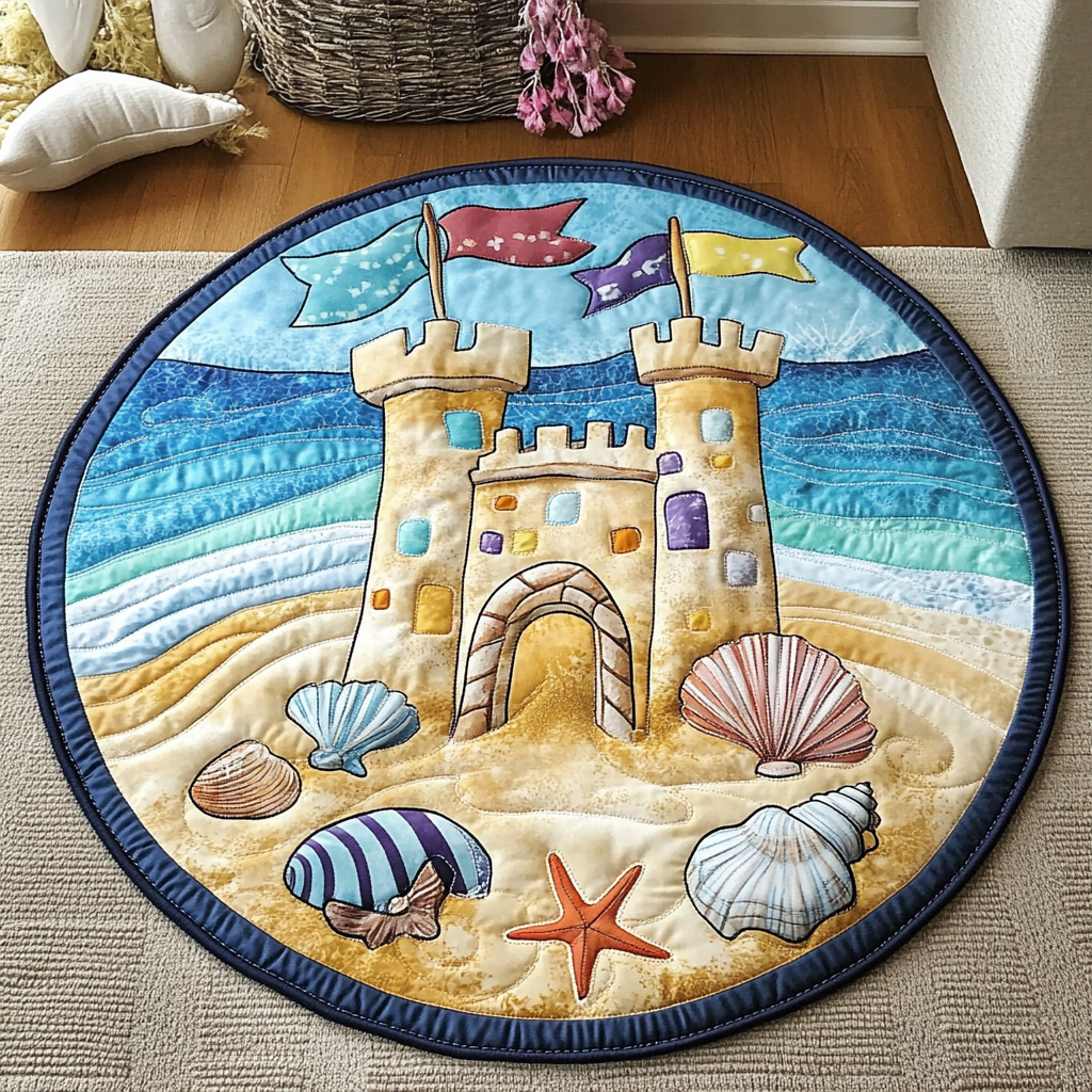Sunny Shores Quilted Round Mat Outdoor Decor Beach Vacation Gift Ideas