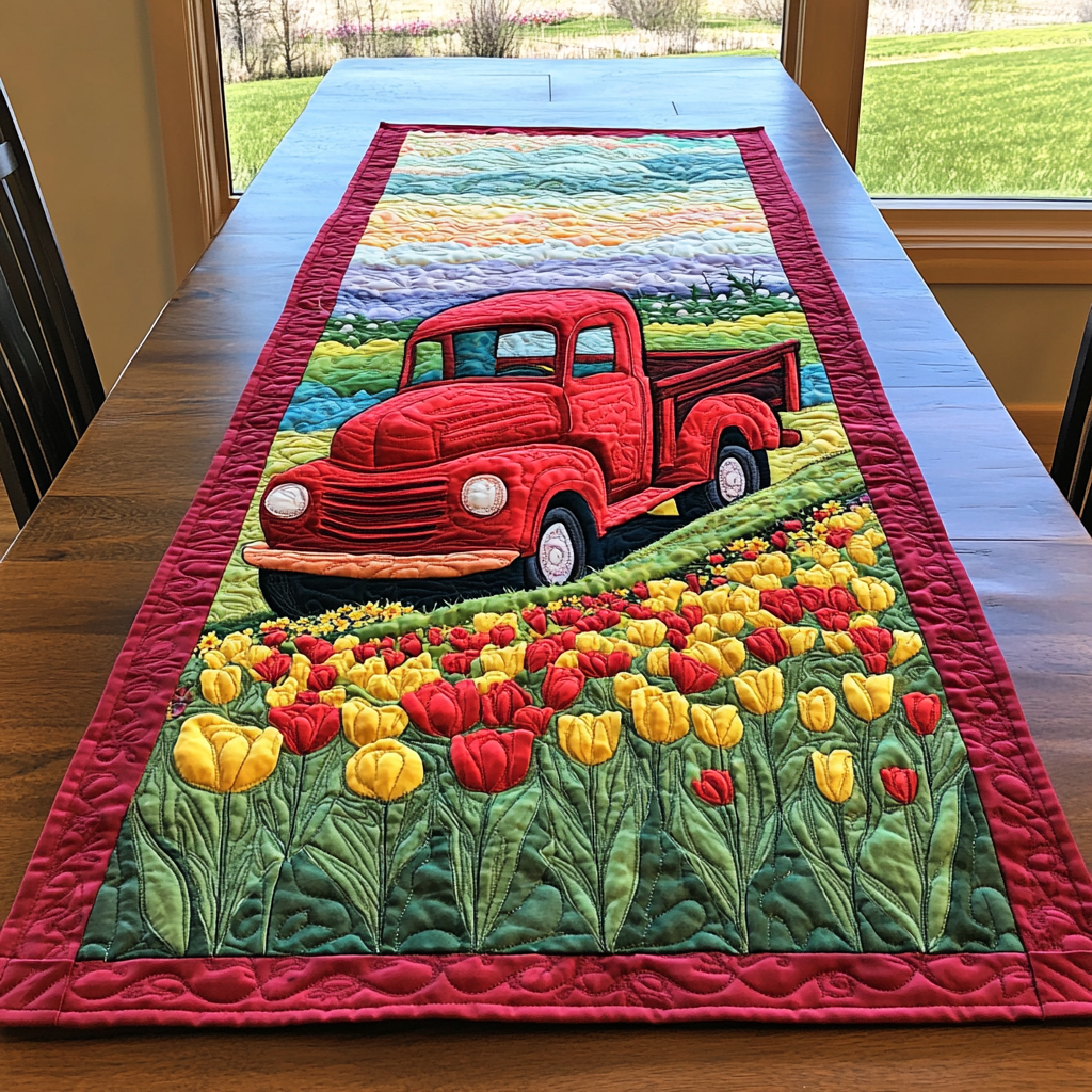 Sunny Side Pickup Quilted Table Runner Dining Room Table Decor Ideas Gifts For Flower Enthusiasts