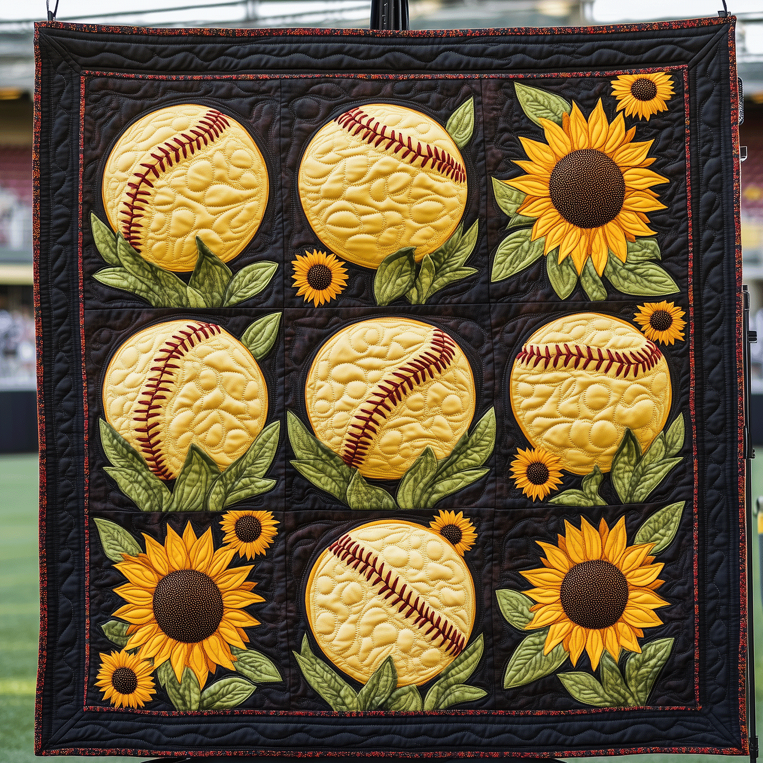 Sunny Softballs Quilted Blanket Cute Blankets For Girlfriend