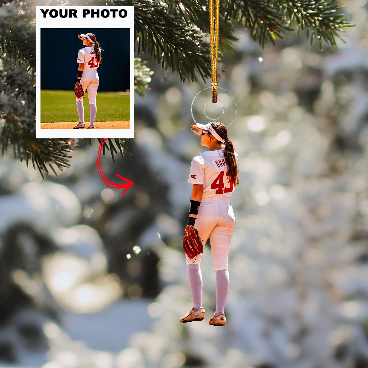 Sunny Sparkles Personalized Photo Mica Ornament Christmas Gift For Baseball Players Ba