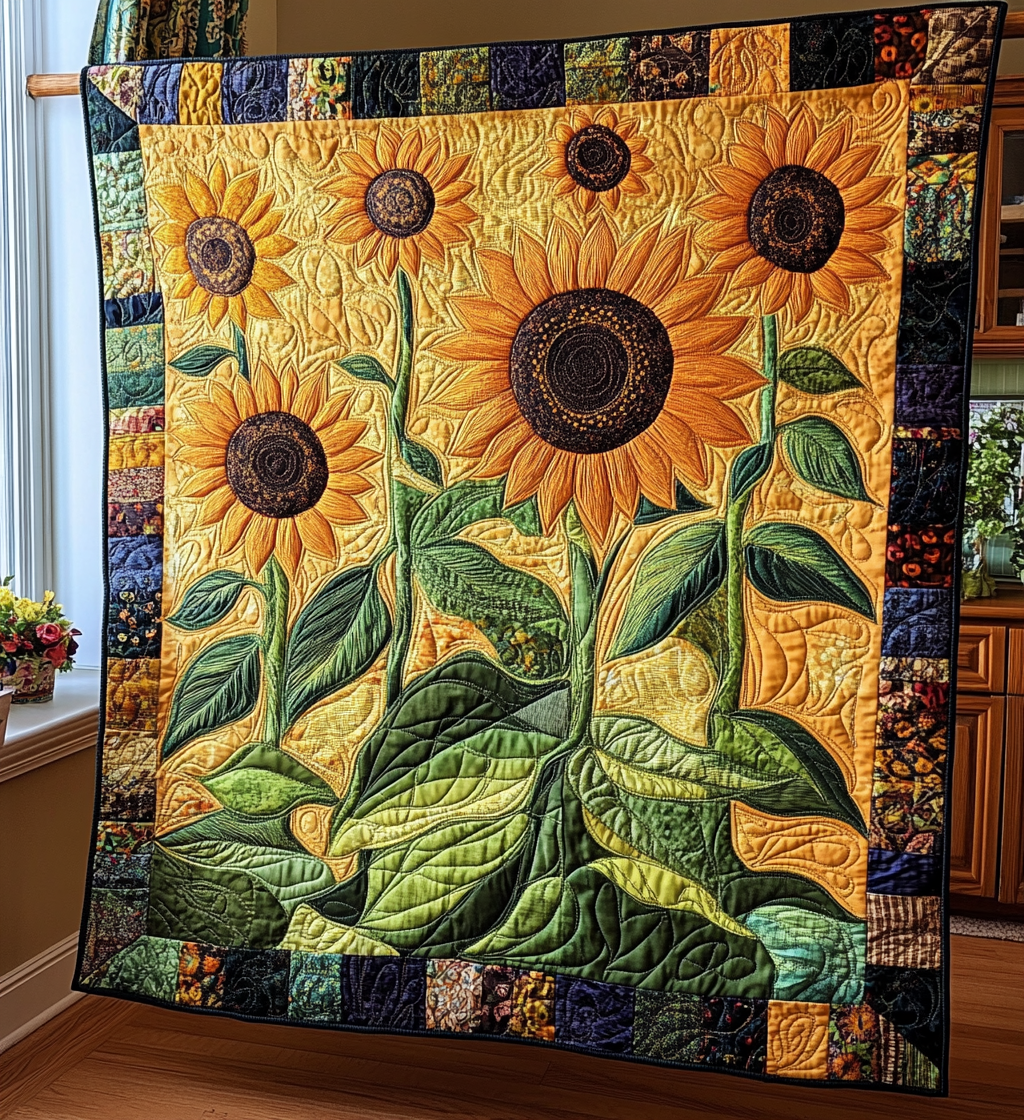 Sunny Sunflowers Quilted Blanket Gifts For Sunflower Lovers