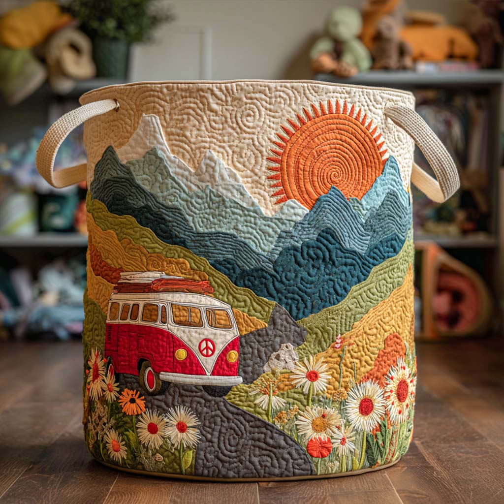 Sunny Trip Quilted Laundry Basket Thoughtful Quilted Basket Gift for Home Essentials