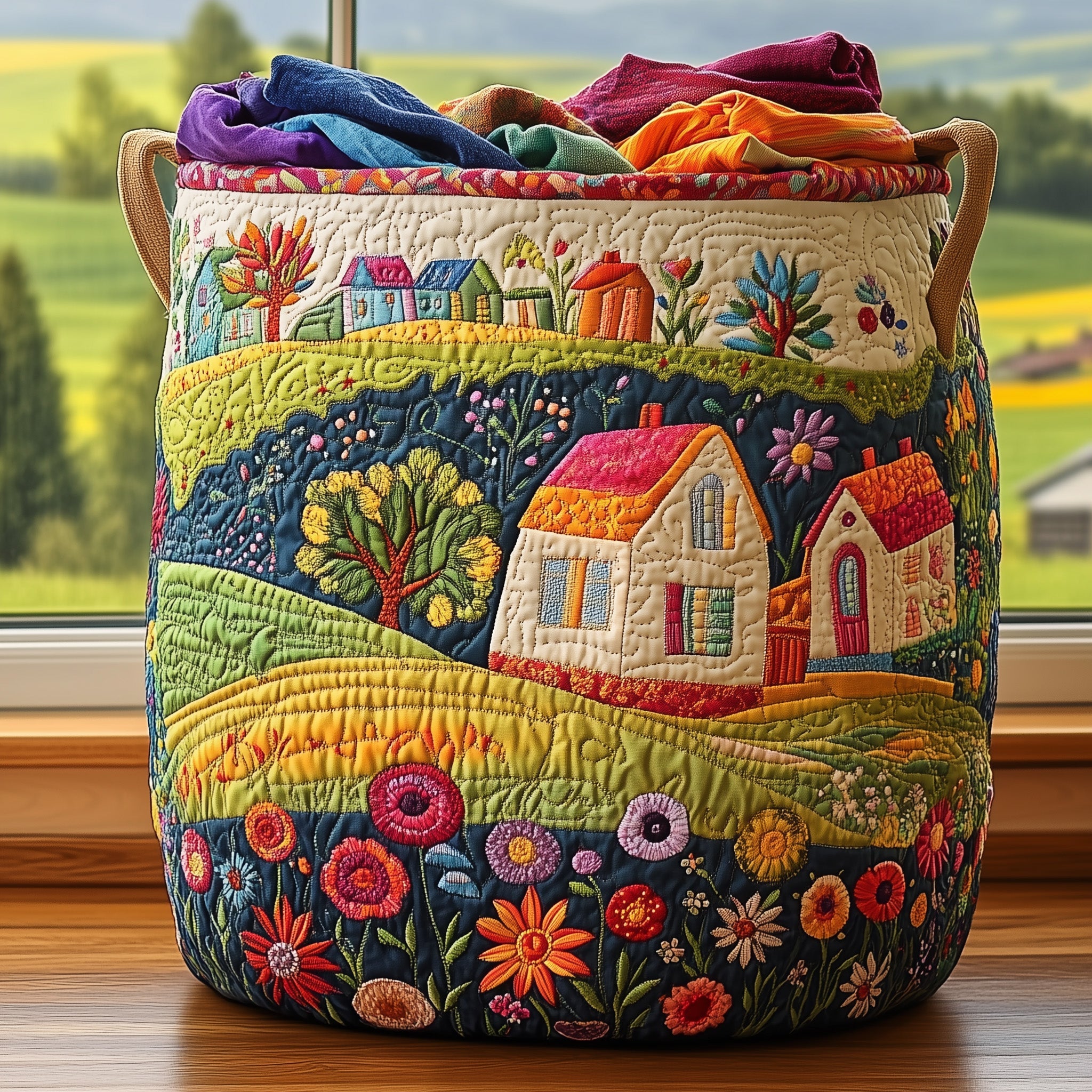 Sunny Village Quilted Laundry Basket Christmas Merch Gift