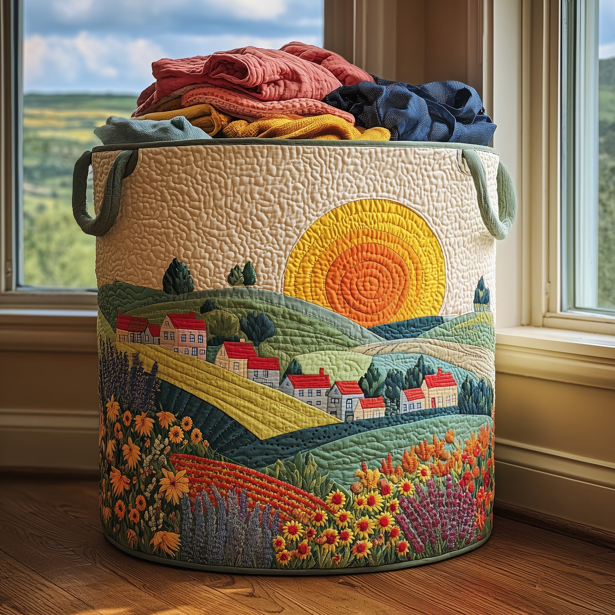 Sunny Village Quilted Laundry Basket Must-Have Home Essential