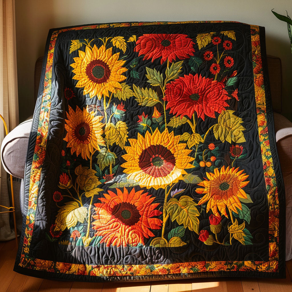 Sunray Sunflower Symphony Quilted Blanket Gifts For Sunflower Lovers