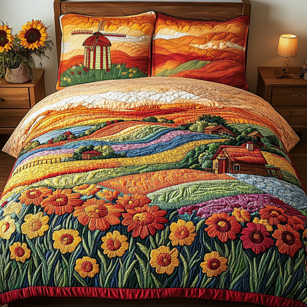 Sunrise Bliss Quilted Bedding Set Bed Decor Ideas Christmas Gifts For Flower Lovers