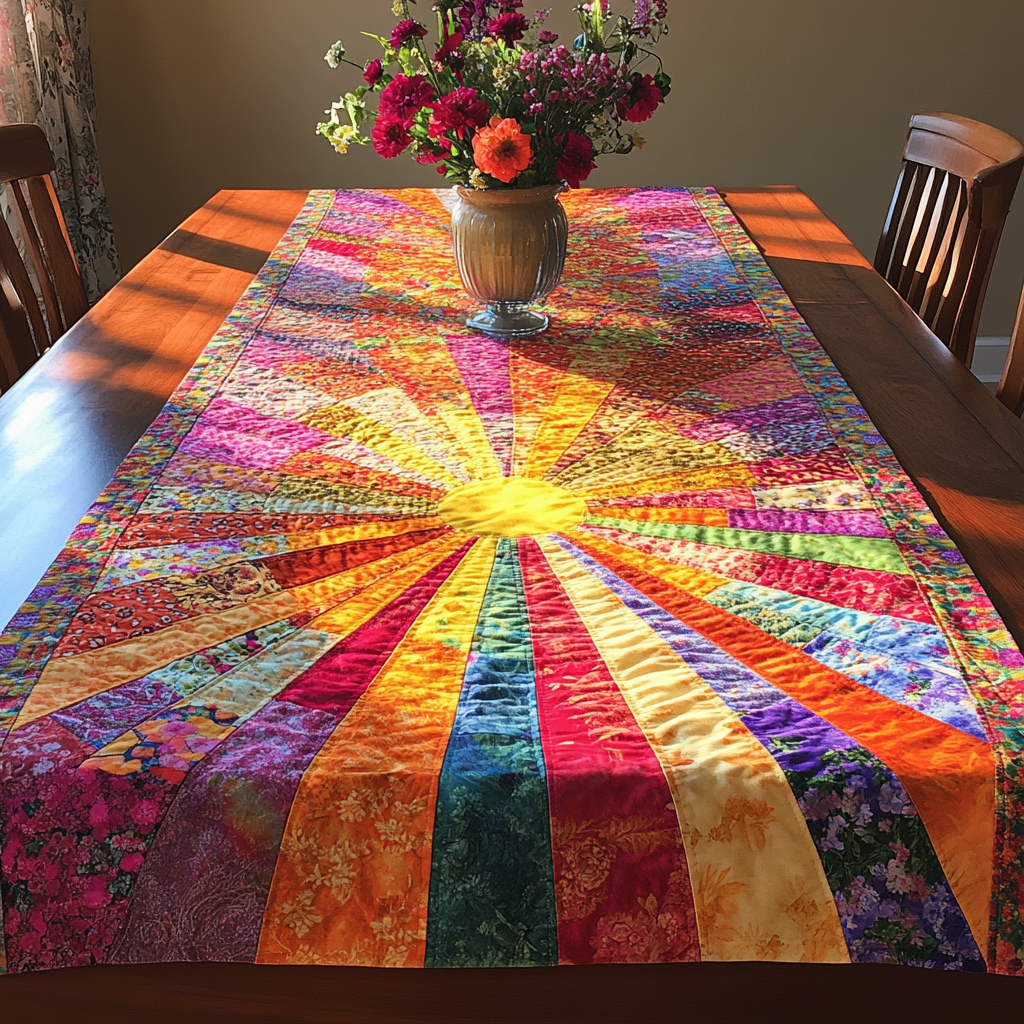 Sunrise Bloom Quilted Table Runner Kitchen Table Decor Ideas Family Presents