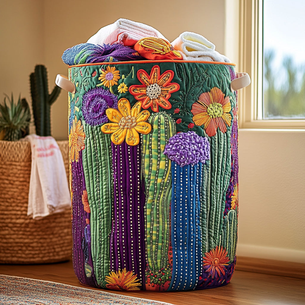 Sunrise Cactus Quilted Laundry Basket Father's Day Merch Gift