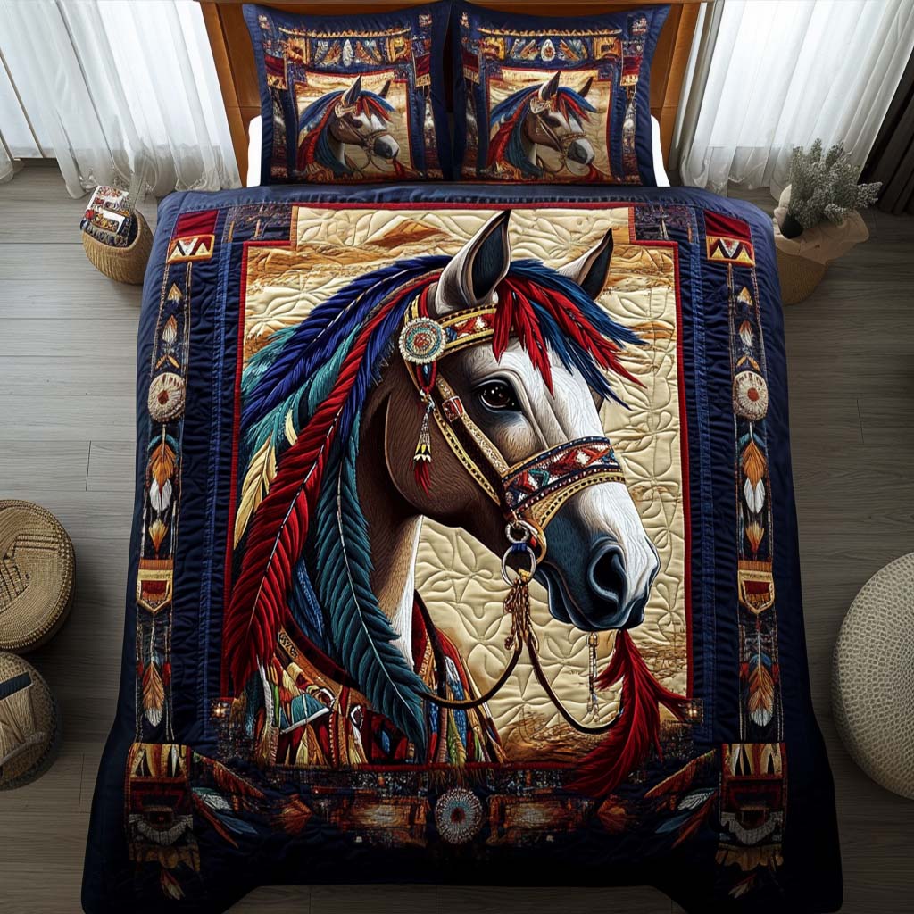 Sunrise Chant Quilted Bedding Set Cozy Bedroom Decor Native American Gifts For Him