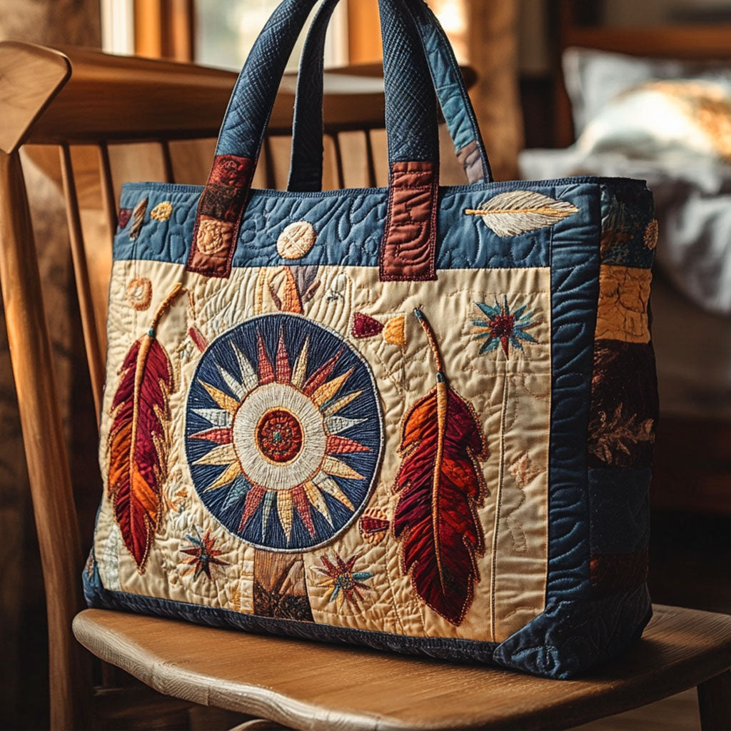 Sunrise Circle Quilted Tote Bag Native American Themed Gifts For Her