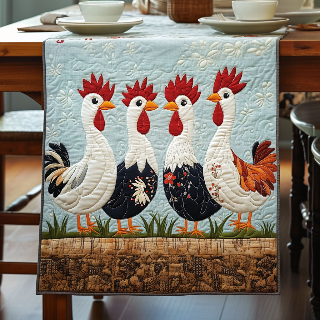 Sunrise Cluck Quilted Table Runner Dining Room Decor Ideas Great Chicken Lover Gifts