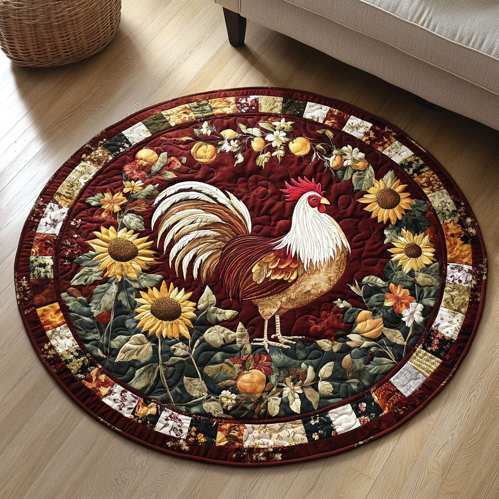 Sunrise Crow Quilted Round Mat Entryway Decor Gift Ideas For Farm Woman