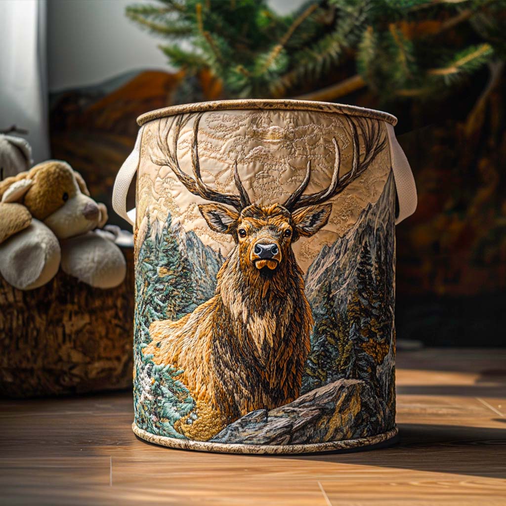 Sunrise Elk Calm Quilted Laundry Basket Anniversary Merch Gift