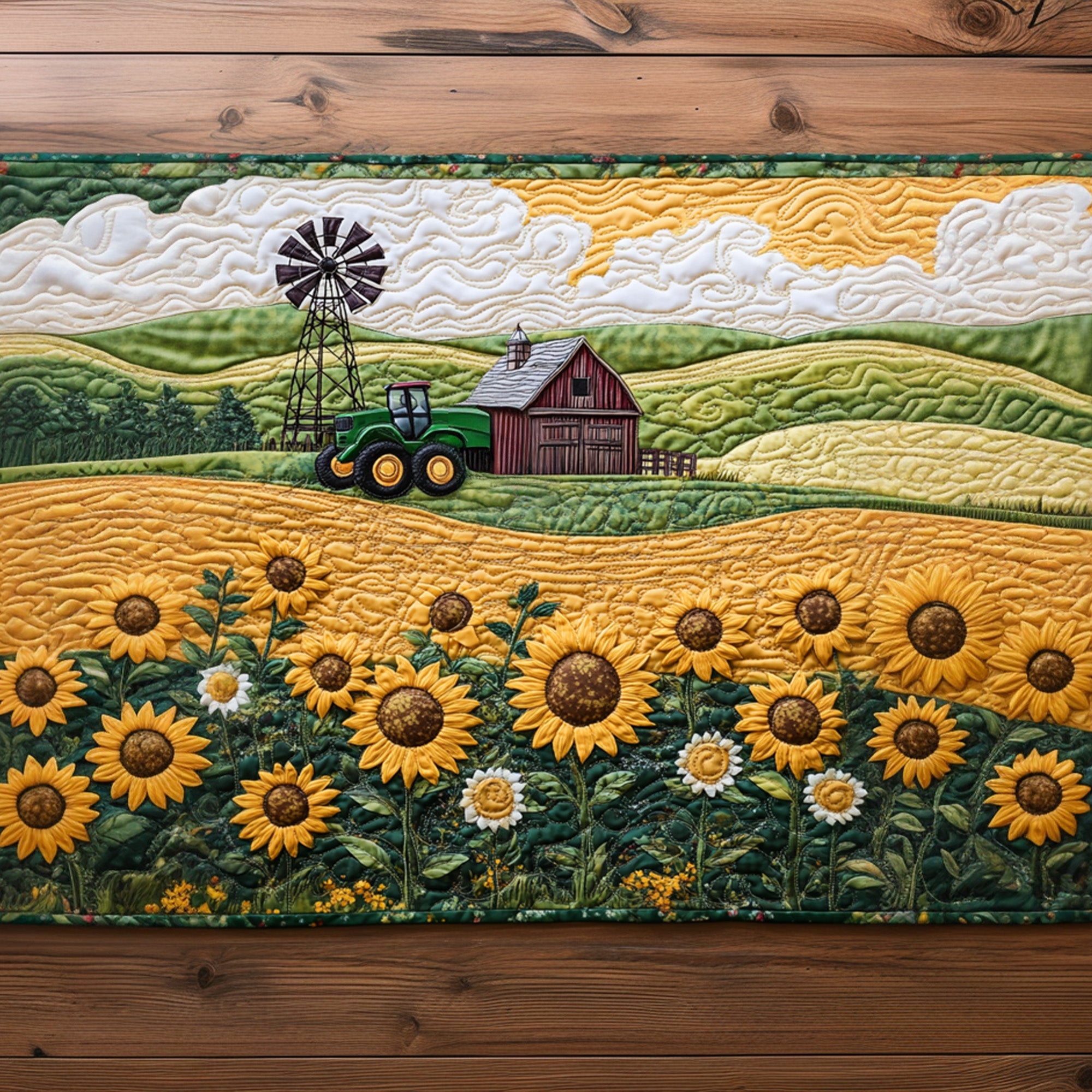 Sunrise Over Farm Quilted Table Runner Farmhouse Table Runner Best Gifts For Dad
