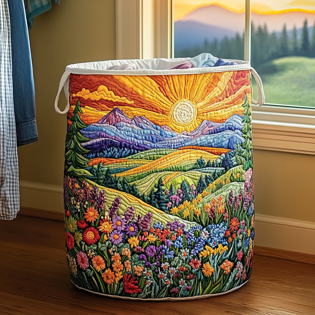 Sunrise Path Quilted Laundry Basket Ideal Gift For Mom