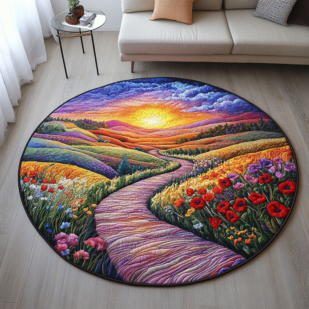 Sunrise Quilted Round Mat Front Door Decor Sunflower Gift Items