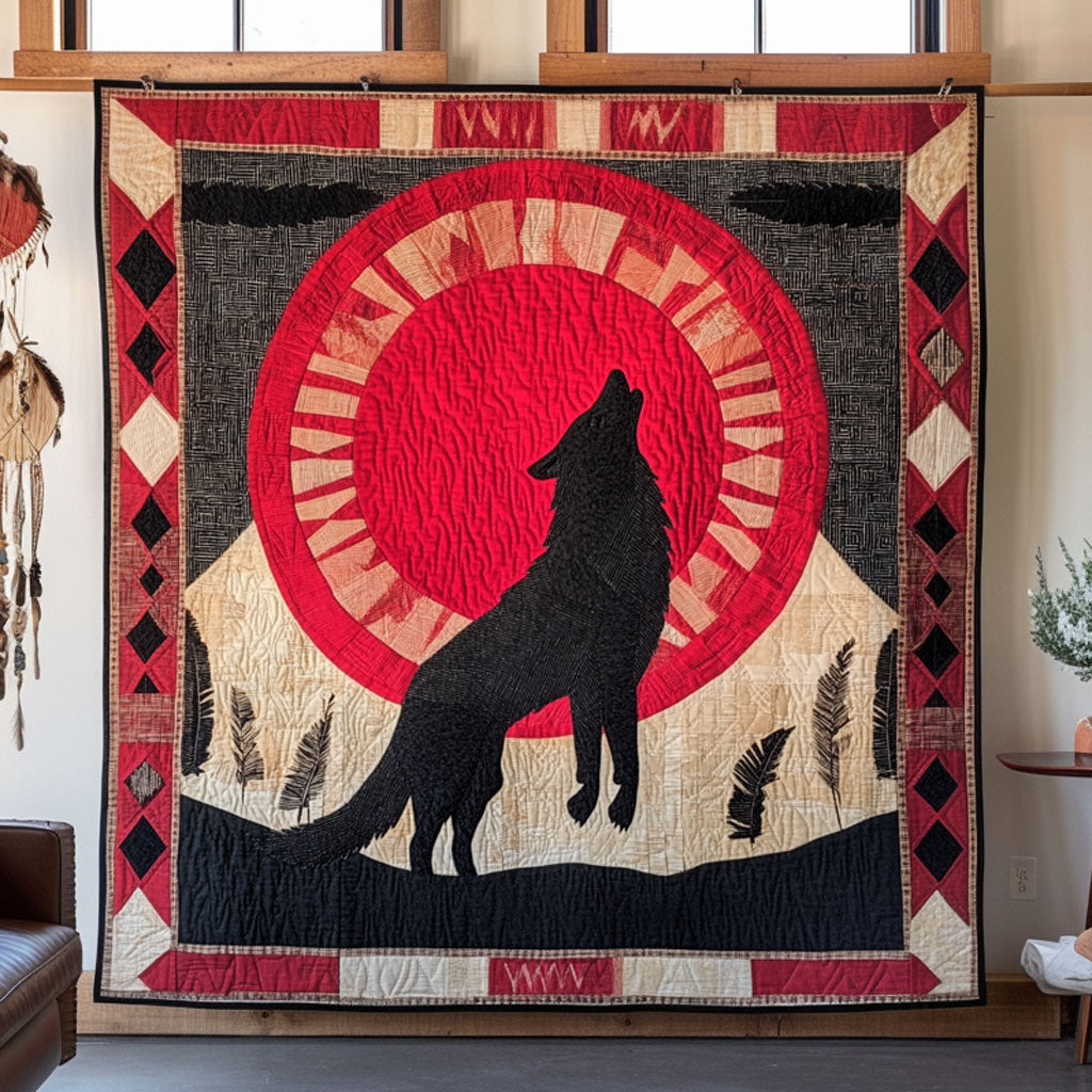 Sunrise Spirit Wolf Quilt Soft and Cozy Quilt Blanket for Comfortable Sleep