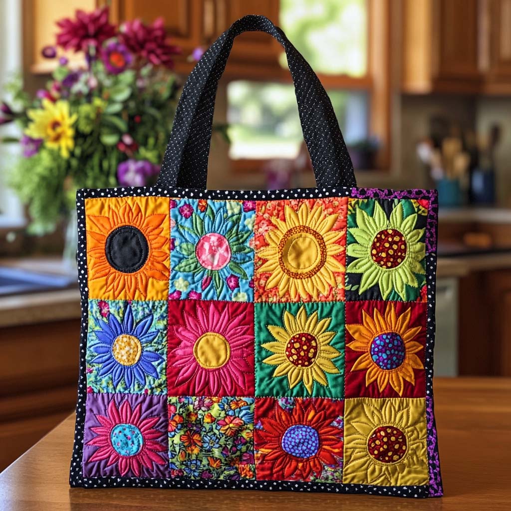 Sunrise Sunflower Kiss Quilted Tote Bag Sunflower Gifts For Women