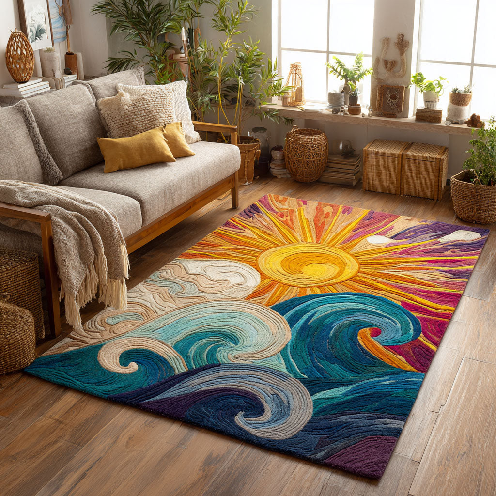 Sunrise Tide Area Rug Modern Holiday Decor Unique Gifts For Farmers