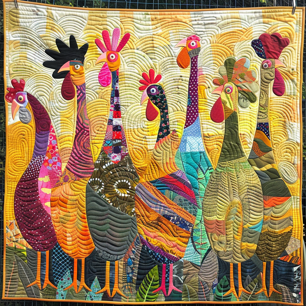 Sunrise Turkeys Quilted Blanket Presents For Chicken Love