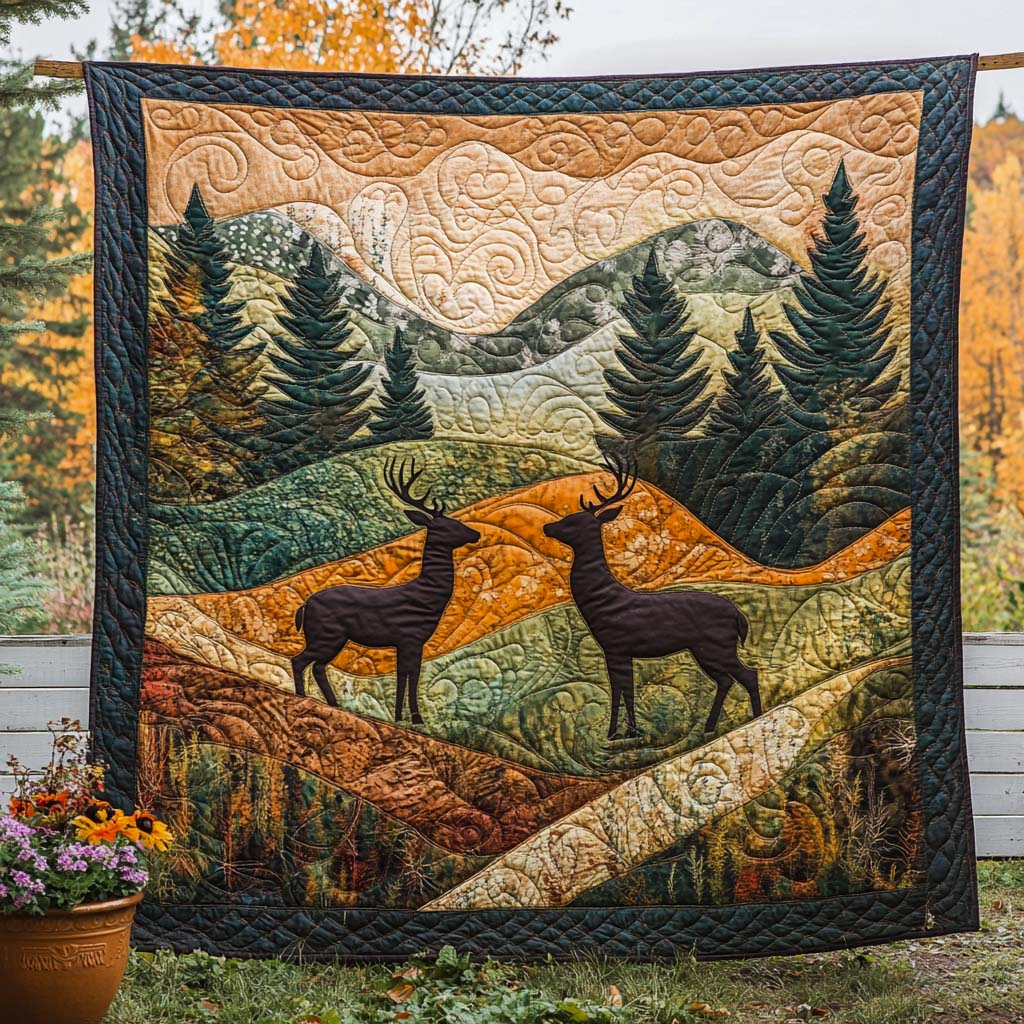 Sunset Antlers Quilted Blanket Best Throw Blanket Duck Themed Gifts