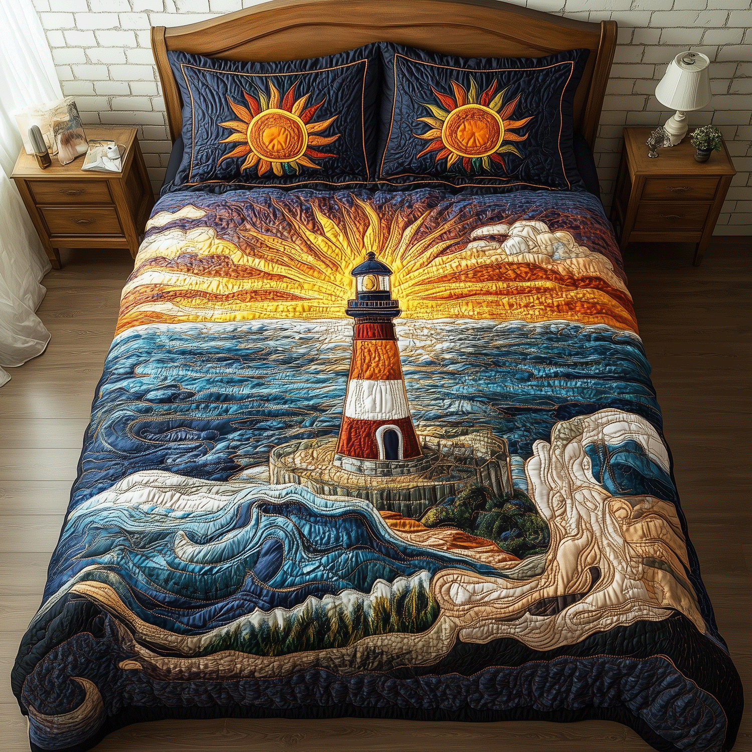 Sunset Beacon Quilted Bedding Set Perfect Bedding Gift Set for Family and Friends