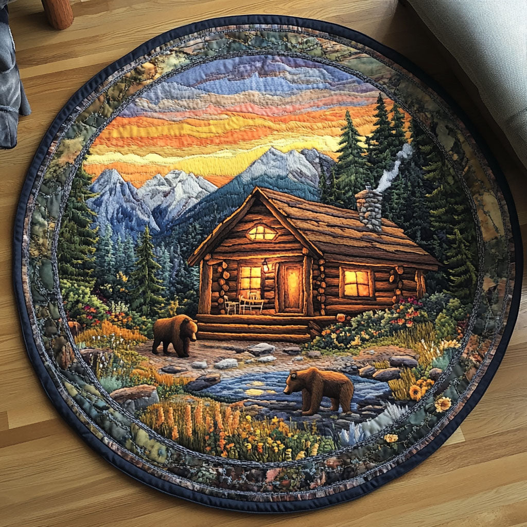 Sunset Bears Quilted Round Mat Front Door Entryway Ideas Quilted Christmas Tree Skirt