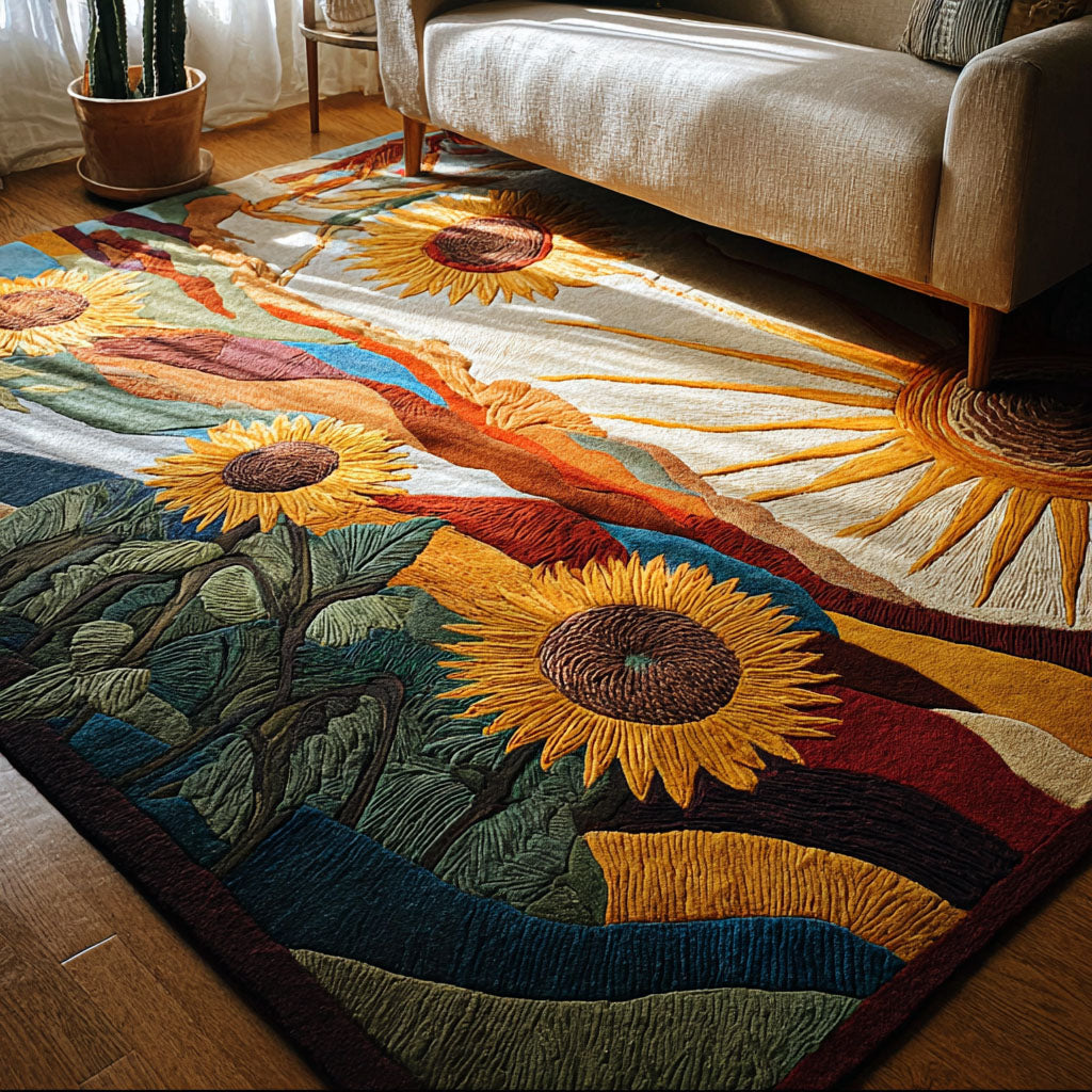 Sunset Bliss Area Rug Entryway Design Ideas Sunflower Throws