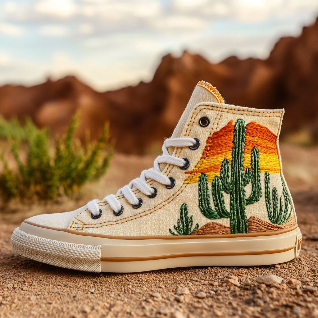 Sunset Bloom Canvas High Tops Casual Merch Outfit