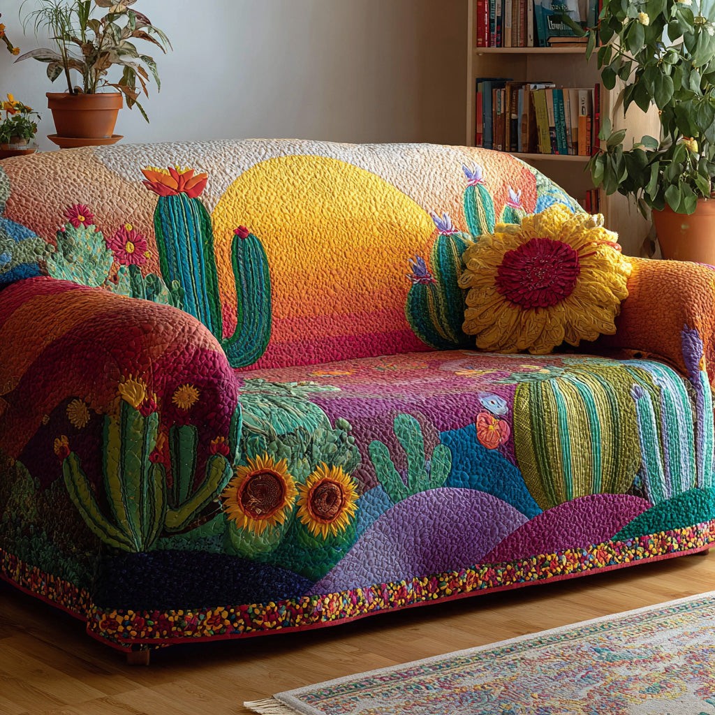 Sunset Bloom Quilted Sofa Cover Santa Sofa Cover Unique Gifts For Family