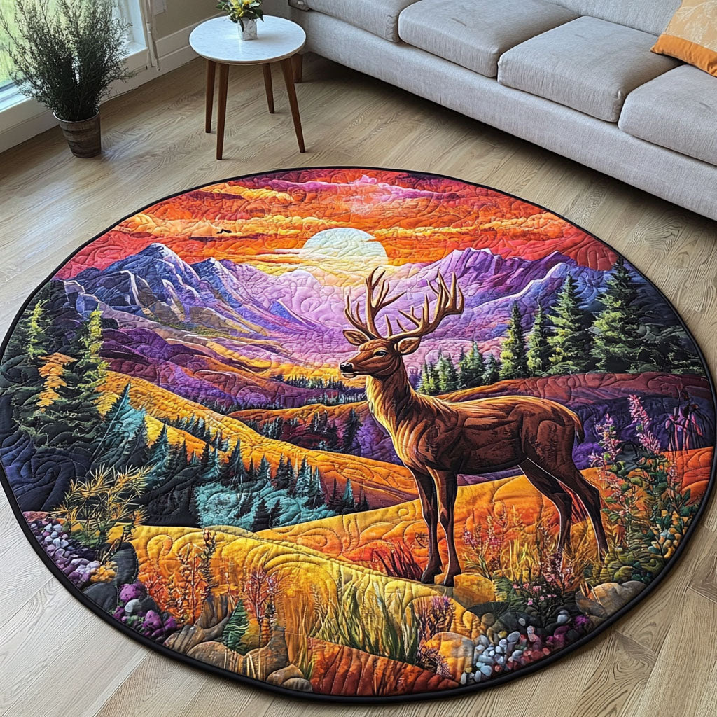 Sunset Bound Deer Quilted Round Mat Front Entryway Ideas Gingerbread Tree Skirt