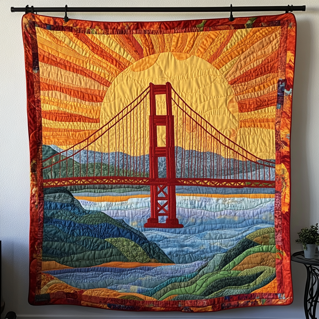 Sunset Bridge Quilted Blanket Best Couch Throw Blanket Best Gifts For Nature Lovers