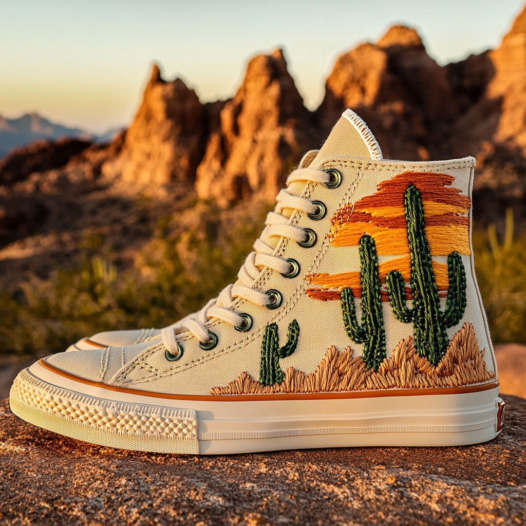 Sunset Cactus Canvas High Tops Spring Merch Pick
